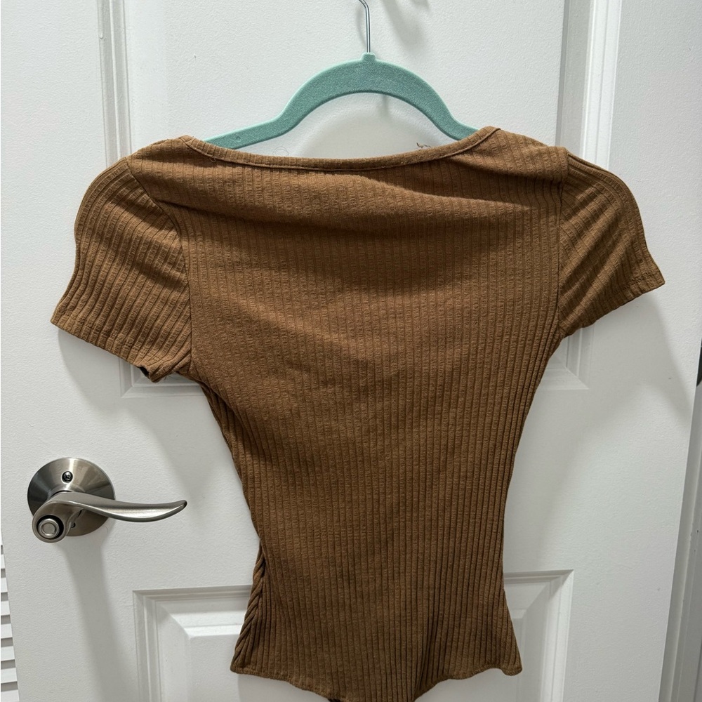 H&M Camel Ribbed Bodysuit - Size XS - Picture 2 of 5